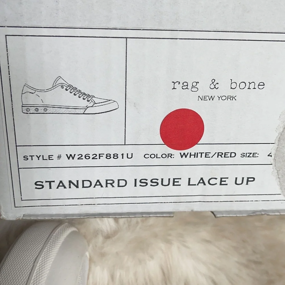 Rag & Bone Standard Issue Lace Up White/Red Shoe Size 10